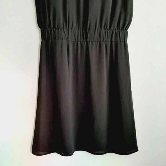 JOE FRESH Blouson Sleeveless Knee Length Drawstring Waist Dress Black Sz L - Picture 7 of 9